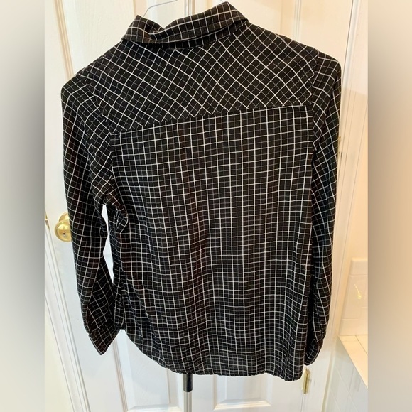 Merona Black Plaid Popover Button Down Shirt Size Small - Picture 3 of 3